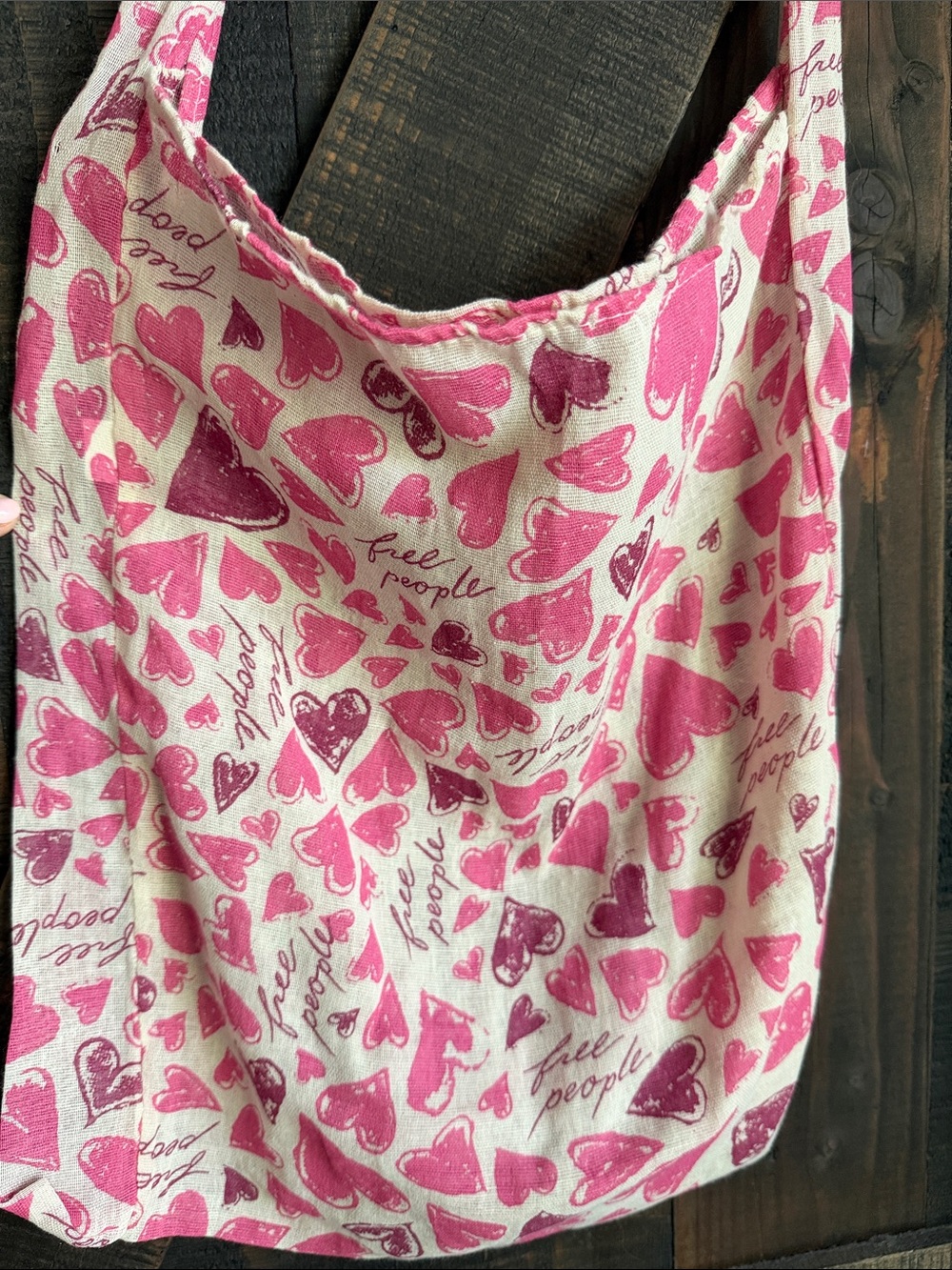 Free People Pink Heart-Print Tote Bag